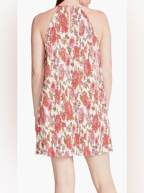 NWOT Steve Madden Ada Floral Plissé Halter Trapeze Mini Dress Small